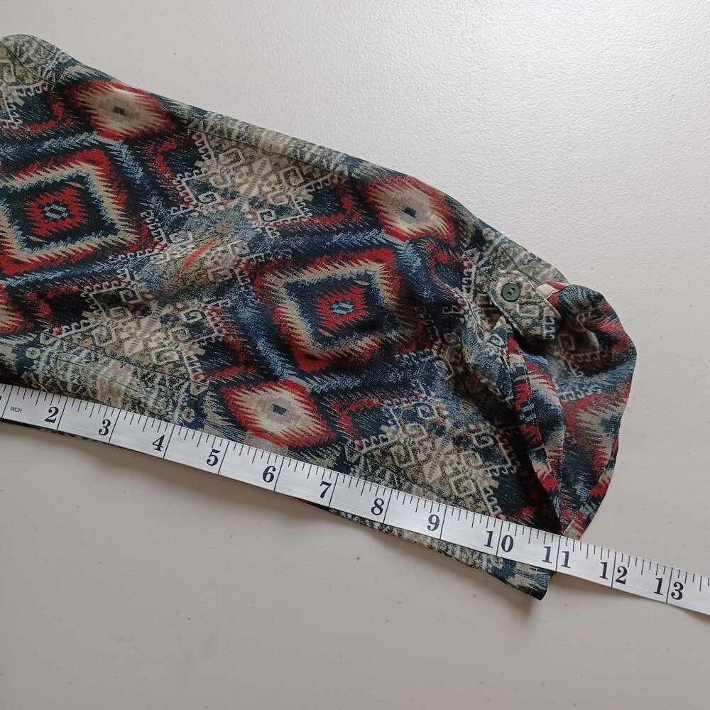 Aztec Pattern Tab Sleeve Blouse - Picture 14 of 16